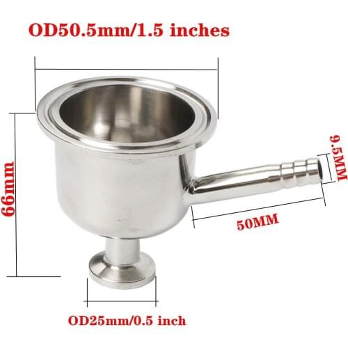 0.5"(12.7mm)OD25 x 1.5" (38mm )OD50.5 Tri- Clamp Reducer SS 304 Stainless Steel Tri- Clamp Reducer with air pipe