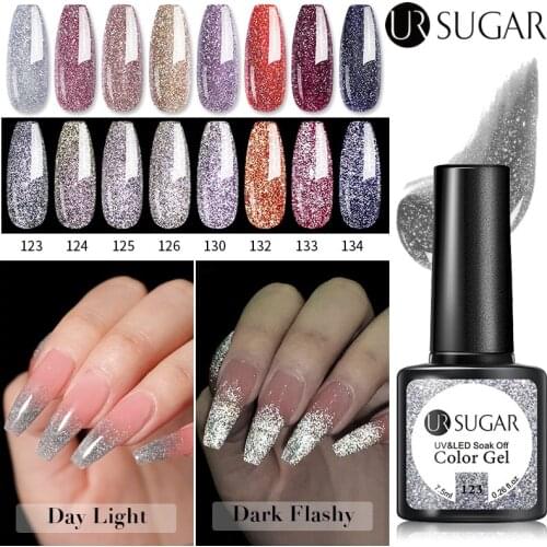 UR SUGAR Shiny Glitter Gel Nail Polish Reflective Series Semi Permanent UV Gel Varnish Hybrid Nail Polish for Nail Art Manicure