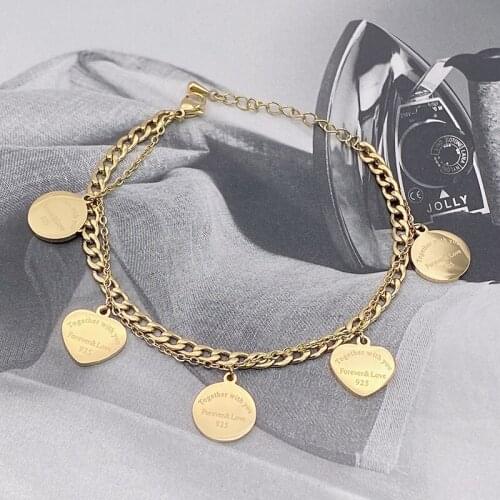 Vankeliif Simple geometry Letter Stainless Steel Chain Style Bracelet for Unisex Best Gift Fashion Jewelry