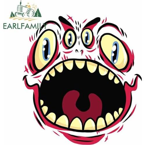 EARLFAMILY 13cm x 11.7cm for Halloween Monster Face Decal Laptop Windshield Car Stickers Refrigerator Motorcycle Vinyl Car Wrap