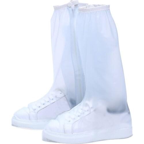 Waterproof Shoe-Covers Reusable Rain Boot-Covers PVC High Leg Protector Foldable Easy Wear Galoshes Long Zipper 캠핑