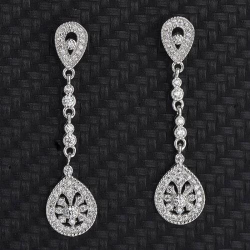Simple Earrings Female Drops Long Tassel Earrings S925 Sterling Silver Temperament Micro-Encrusted Zirconia