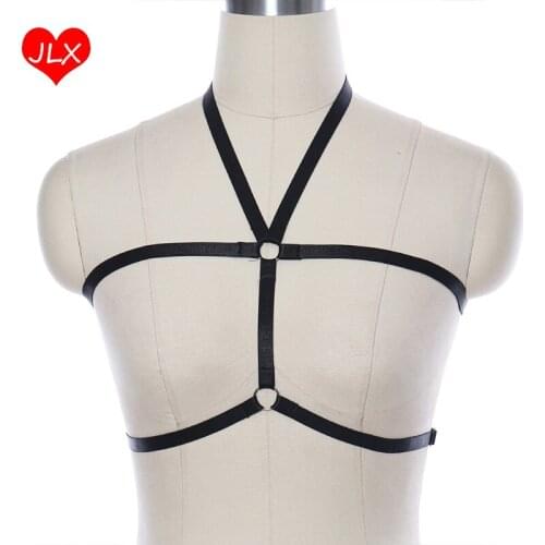 JLX.HARNESS 90s Women Fetish body harness Lingerie Open Chest Cage Bralette Goth underwear Crop Wear Cupless Bra Bondage Harness