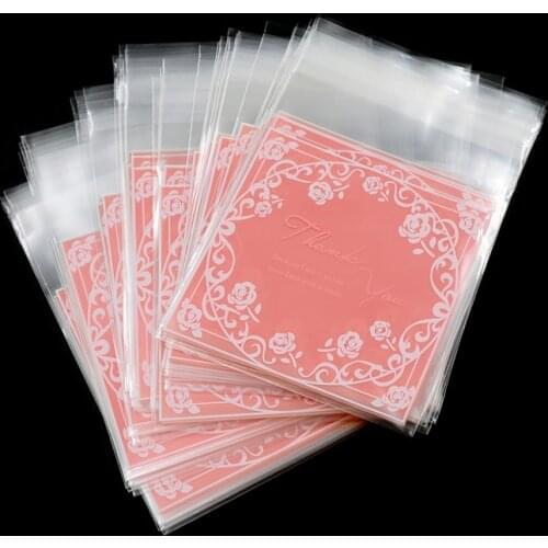 100pcs 7x7CM Flower Pattern Cake Cookie Packaging Bag&Gift Candy Bags DIY Self Adhesive Pouch Wedding Birthday Party