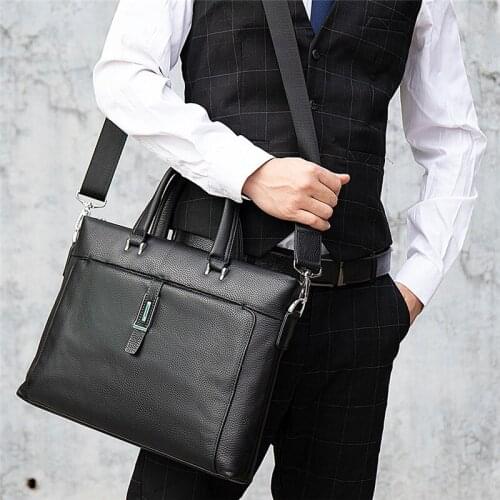 14-inch Mens Briefcases Mens Bags Genuine Leather Lawyer/office Bag For Men Laptop Bag Leather Briefcases Bag For Documents