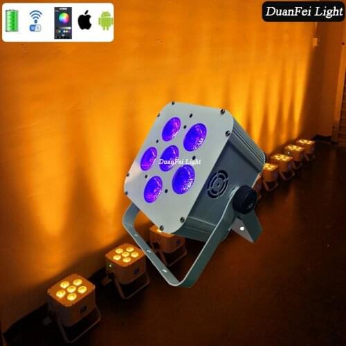20pcs DJ uplightings battery stage light flat par rgbwauv 6in1 6x18w wireless par lights