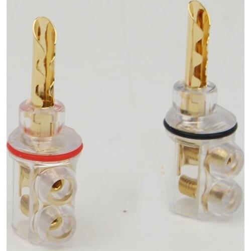 4pcs Hifi audio Gold plated BFA banana Transparent Cover Audio Banana Plug for speaker cable