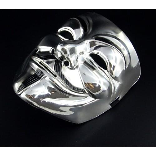 5pcs/lot Silver Guy Fawkes Mask V for Vendetta Anonymous Movie Halloween Costume V Mask