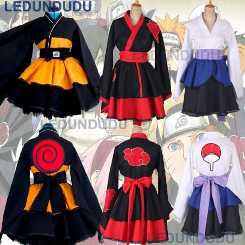 Naruto Shippuden Cosplay Costume Uzumaki Lolita Clothes Suit Uchiha Sasuke Kimono Akatsuki Uniform for Women Men Kids Customized
