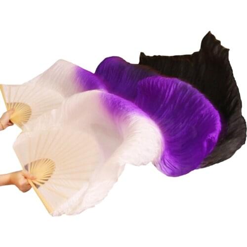 2018 Newest Handmade Bamboo Ribs Dance Props Silk Belly Dancing Fans Natural Silk 1Pc Left hand+Right hand White+Purple+Black