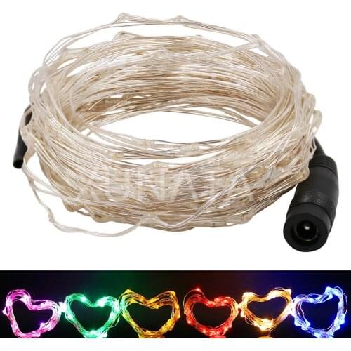 DC 12V String Lights 10m 20m 30m 50m Silver Wire Christmas Festival Wedding Party Decoration Fairy Light
