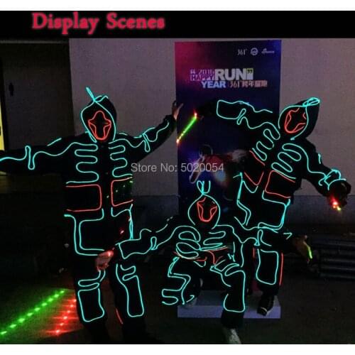 LED Luminous Clothing Illuminated Dance Clothes Glowing Robot Light Up Costumes Men EL Clothing Glowing Party Costume