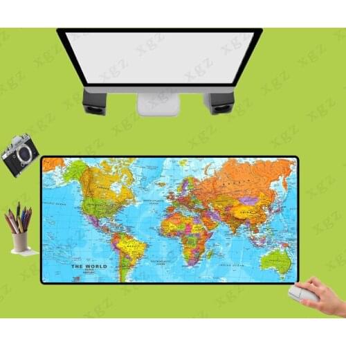 XGZ Hot Products Large Gaming Mouse Pad World Map Natural Rubber Locking Edge XL MousePad Game Keyboard Desk Mat for Computer