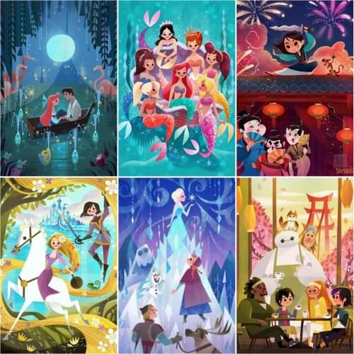 Canvas Painting Cartoon Disney Anime Awn Bambi Beauty and The Beast Posters Prints Wall Art Pictures Kids Living Room Home Decor