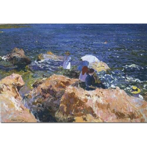 Paintings of childern on beach On the Rocks at Javea Joaquin Sorolla y Bastida canvas art hand painted High quality