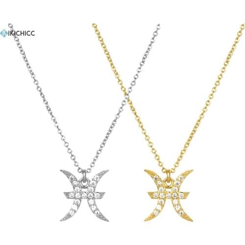 Kikichicc 925 Sterling Silver Pisces Zodiac Pendant Gemini Necklace Zircon CZ Small Women Fine Jewelry 2020 Fashion Jewels