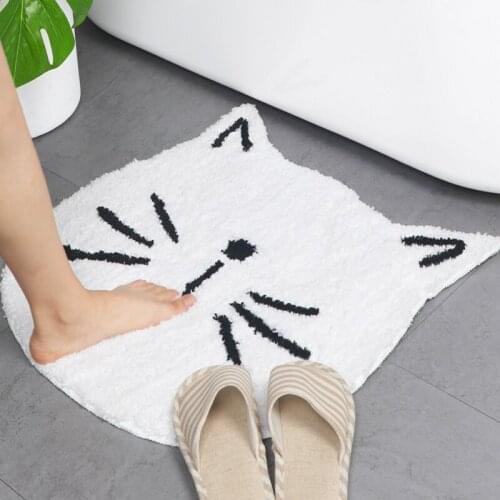 Carpet flocking ins Nordic cartoon cat bathroom absorbent non slip mat household entrance living room mat door mat kitchen mat