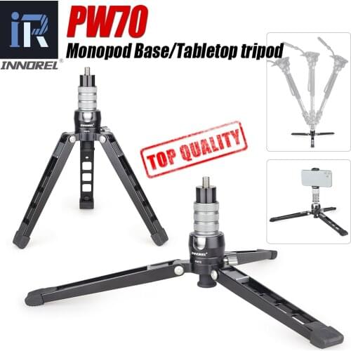 PW70 Mini Tripod Monopod Stand Base for DSLR Camera Gopro Cellphone Mount Metal Flexible Desktop Tabletop Tripode with Ball Head