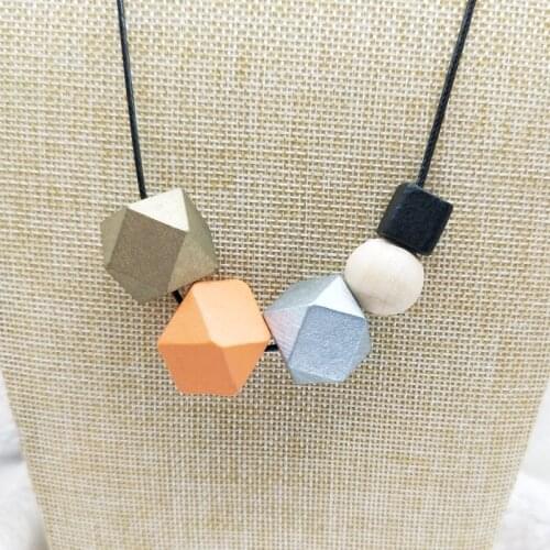 Fashion Mixed Beads Jewelry Necklaces Ladies' Wooden Necklaces Handmade