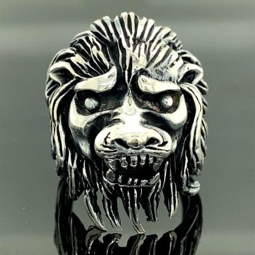 Mens Silver Lion Ring, Lion Head Signet Ring, Wild Lion Ring , Vintage Ring, Handmade Silver Ring , 925k Sterling Silver Ring