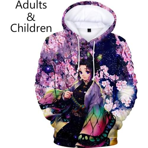 2021 New Creative printed Comic Ghost Blade 3D Hoodies Men Women Autumn white children Sweatshirt boys girls Demon Slayer Hooded