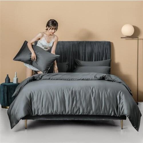 Solid Color Duvet Cover set 400TC Egyptian Cotton Long Staple Bedding Set Breathable Silky Soft Premium Bed Linen Family size