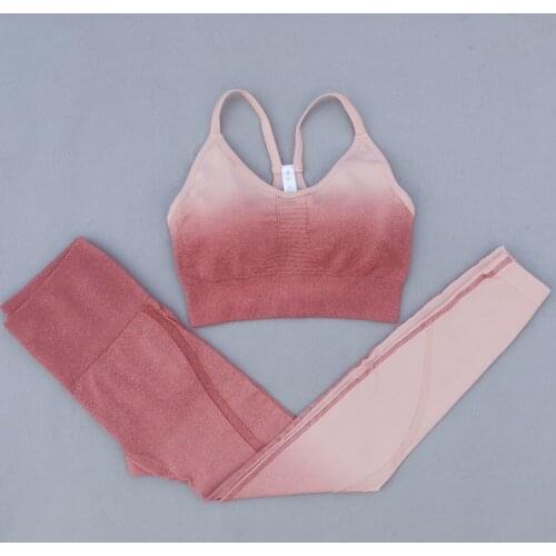 Sexy Sports Suits Seamless Yoga Set Women Fitness Clothing Sportswear Woman Padded Strappy Sports Bra Running Leggings Gym Set