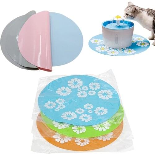 Cat Water Fountain Silicone Pad Pet Feeding Mat Cat Dog Floral Bowl Mat Anti Slip Water Place Mat Water Dispenser Accessories