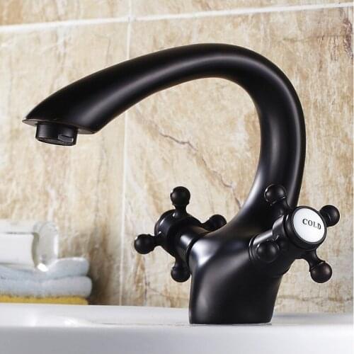 Basin Faucets Oil Rubbed Bronze Bathroom Sink Faucet Deck Mounted Hot and Cold Water Single Hole Mixer Taps ZD052