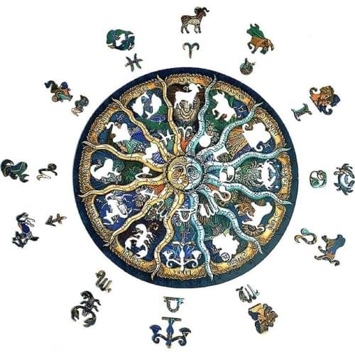 Mysterious Zodiac Wooden Puzzle Constellation Jigsaw for Adults Children Wood DIY Puzzle Craft Gifts Kids' Educational Toy