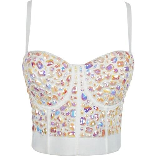 Party Cropped Top Vest Fashion Push Up Bralet Womens Corset Bustier Bra Camis Night Club 2020 New Beading Crop Tops