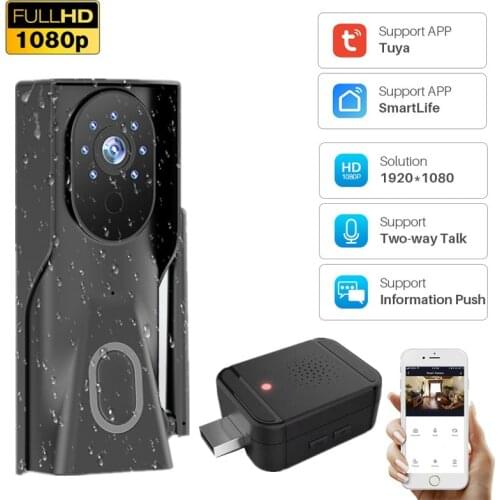 Tuya 1080P HD Video Doorbell Camera WiFi Wireless Doorbell Smart Home Door Bell Camera Outdoor Mini Video Intercom Two Way Audio