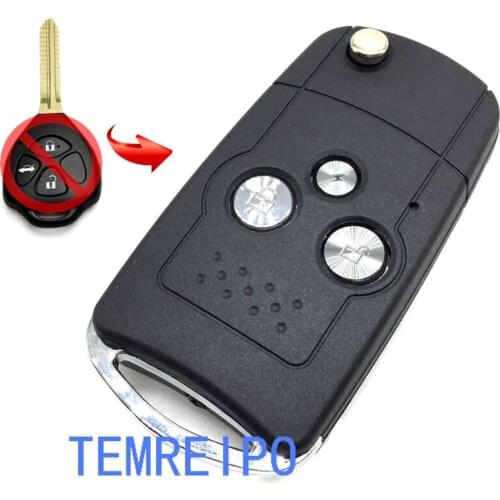 3 button Replacement car key cover for toyota crown with TOY43 blade flip remote key shell with sticker