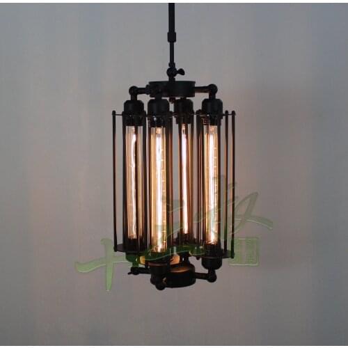 Loft iron pendant light 4 edison bulbs. nightclub industrial Steampunk metal punk lamp Vintage retro deco Lighting Fixture