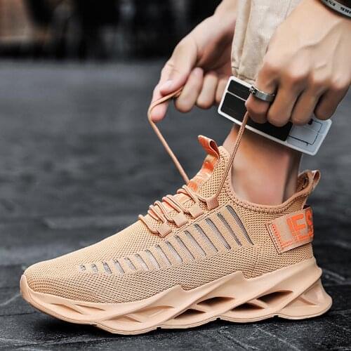 Plus Size Summer Non-slip Sport Shoes Men Brands Spring Men Running Shoes New Men Training Shoes Sports Man Sneakers Brown A-526