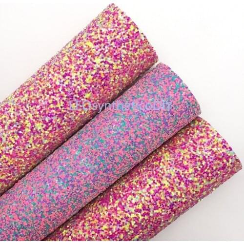 1PC 21X29CM Glitter Fabric, Chunky Glitter Leather, Mixed Glitter Leather Sheets For Making Bows LEOsyntheticoDIY T492B