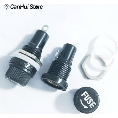 10pcs 5*20mm Fuse Holders 5X20 Black Insurance Tube Socket Fuse Holder For 5*20 Insurance Panel Mount Fuse Holder fusibles fuses