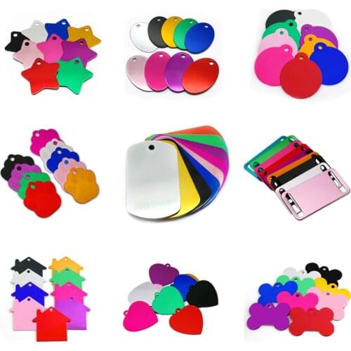 100pcs Wholesale Dog Tag Personalized Pet Collar Accessories Aluminum Custom Dog Name Phone Tag Military Paw Bone Heart ID Tags