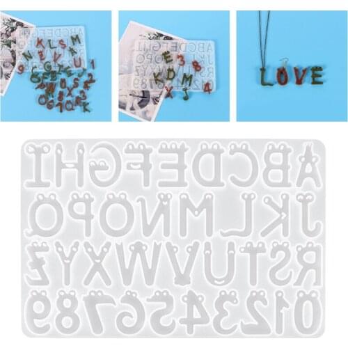 13MC Cartoon Smile Face Alphabet Crystal Epoxy Resin Mold English Letters Number Pendant Casting Silicone Mould DIY Crafts Tools