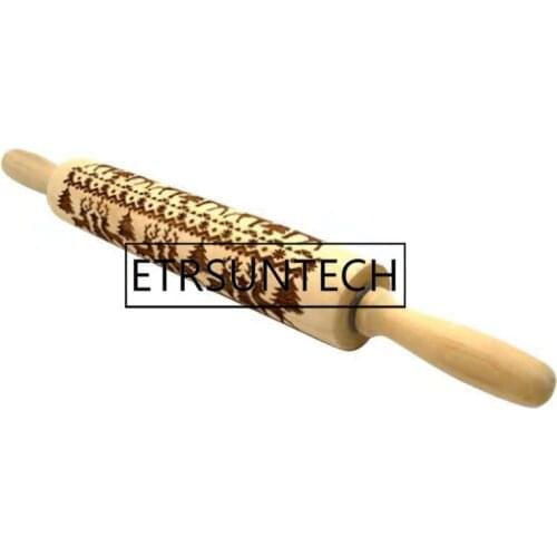 20pcs Christmas Embossing Rolling Pin Baking Cookies Biscuit Fondant Cake Dough Engraved Roller Reindeer Snowflake