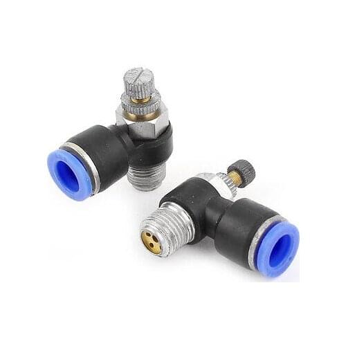 2pcs 1/4PT 1/8PT M5 Male Thread to 4mm Push in Tube Pneumatic Speed Controller Fitting SL4-M5 SL4-01 SL4-02