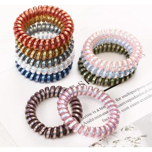 5PCS Bright Shining Telephone Line Wire Elastic Hair Bands Tie Gum Headwear Ponytail Holder Rubber Bands Women Hair Accessories