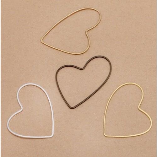50pcs 33*40mm 4 Colors Plated Heart-shaped Pendant Connectors Metal Copper Charms For Jewelry Making