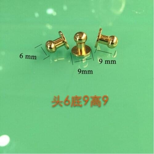 6 mm Head, 9mm Height mini Button Gold Purse Studs Leather Screwback Rivet for DIY Craft 100sets/lot