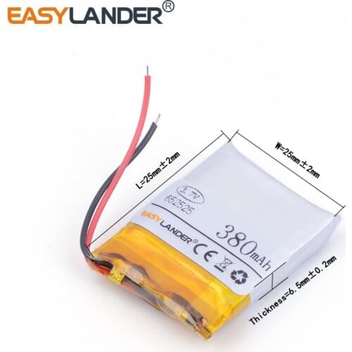 652525 380mah Bluetooth stereo video polymer machine learning machine electronic digital clock lithium battery manufacturers