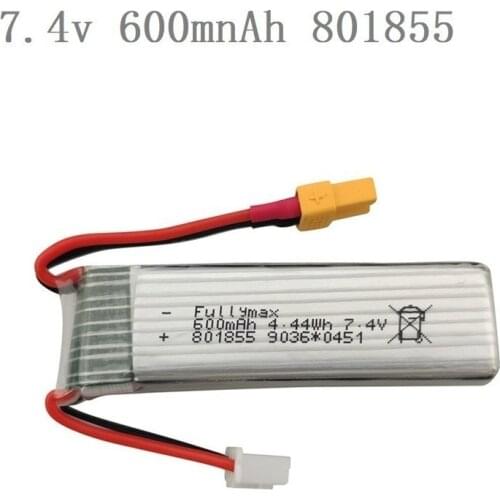 7.4V 600mAh Lipo Battery For XK K130 RC Six-way Brushless Aileron Helicopter Spare Parts Accessories 7.4v Drone Battery 801855