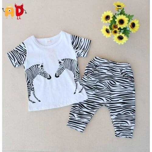 AD 2-7Y Cute Zebra Boys Summer Sets Animal Cotton Girls Kids Children Clothes for Outfit