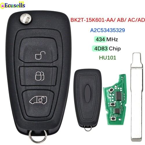3B OEM Car Remote Key 434MHz 4D83 Chip for Ford Transit Custom Transit Connect 2012-2016 BK2T-15K601-AA/AB/AC/AD A2C53435329