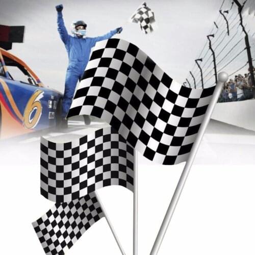 12pcs/Lot 11.8'' Chequered F1 Formula One Racing Banners Hand Waving Flag Gift Black and White Hand Signal Flags High Quality An