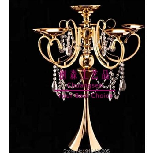 Free Shipping Crystal Candle Holders Metal Candlesticks Wedding Centerpieces Home Decoration Flower Vase Party Favor Metal Stand